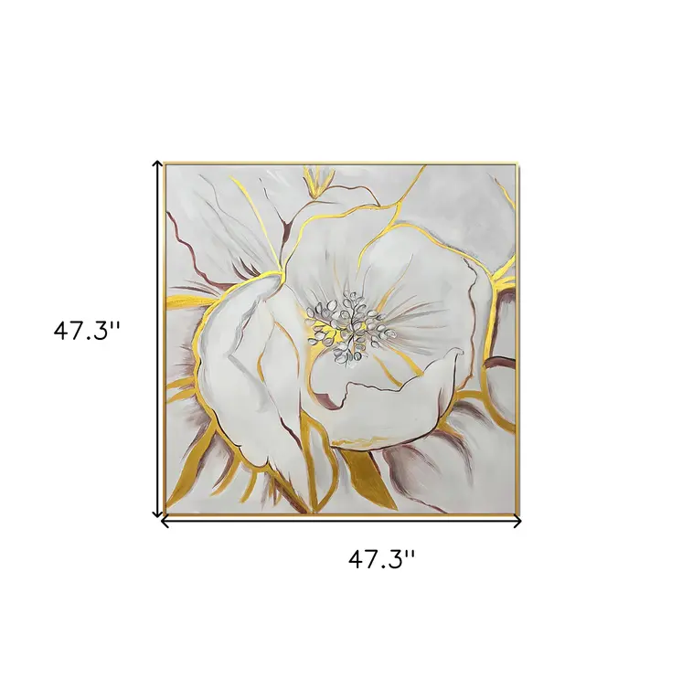 Gilded Petal Perspective Gold Framed Oil Painting Wall Art