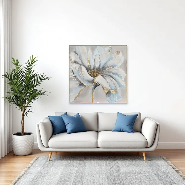 Unveiled Gilded Oversized Floral Gold Framed Oil Painting Wall Art