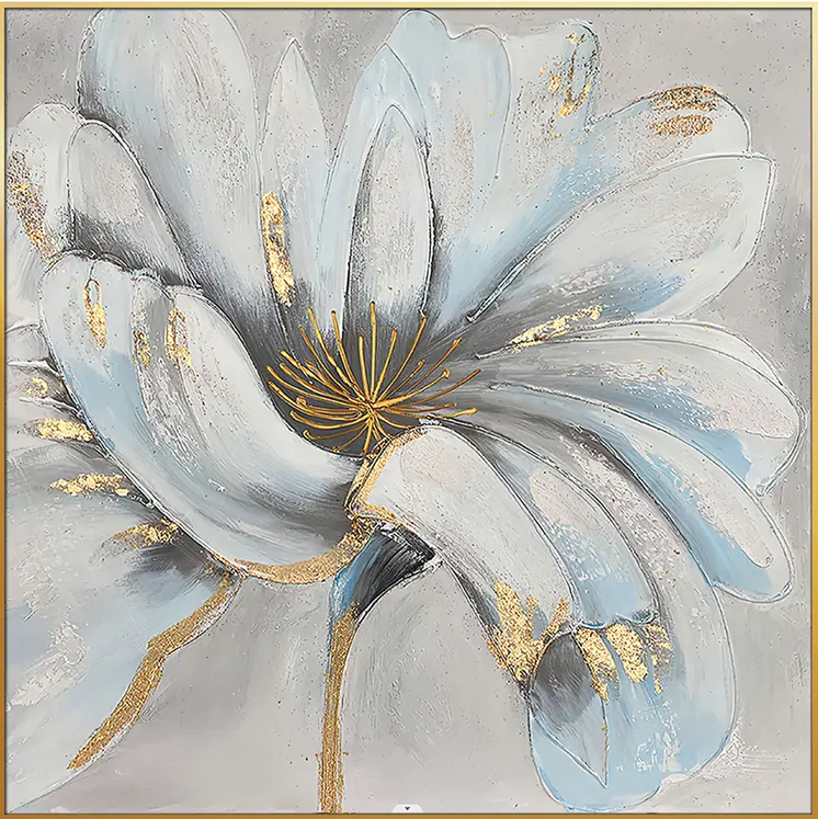 Unveiled Gilded Oversized Floral Gold Framed Oil Painting Wall Art