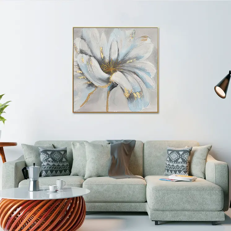 Unveiled Gilded Oversized Floral Gold Framed Oil Painting Wall Art