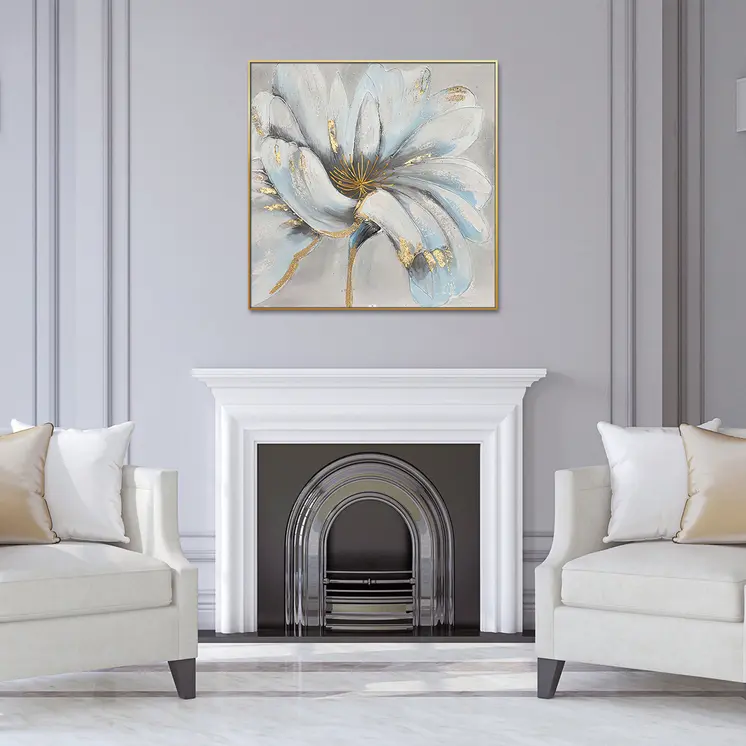Unveiled Gilded Oversized Floral Gold Framed Oil Painting Wall Art
