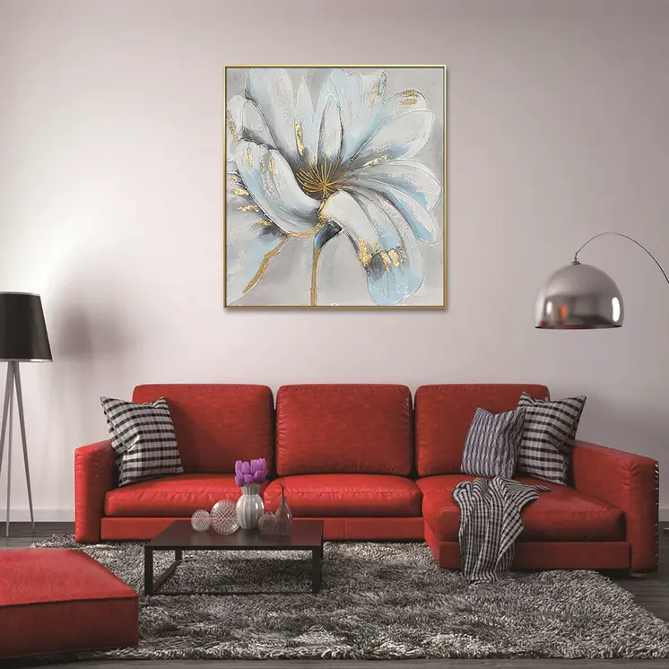 Unveiled Gilded Oversized Floral Gold Framed Oil Painting Wall Art