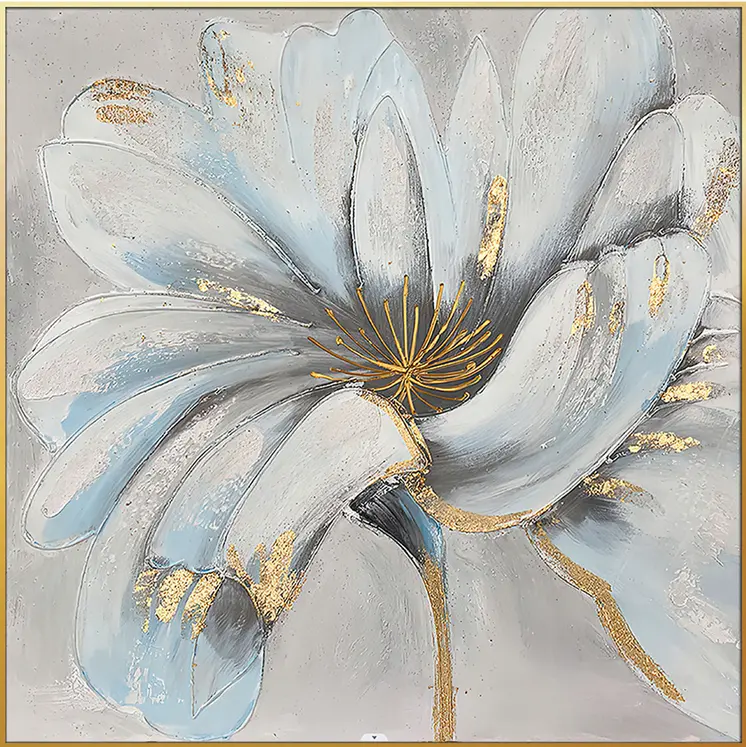 Unveiled Gilded Oversized Floral Gold Framed Oil Painting Wall Art