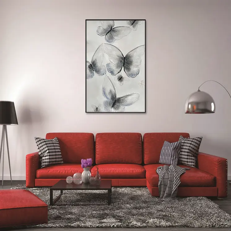 Ethereal Butterfly Cascades Black Framed Oil Painting Wall Art