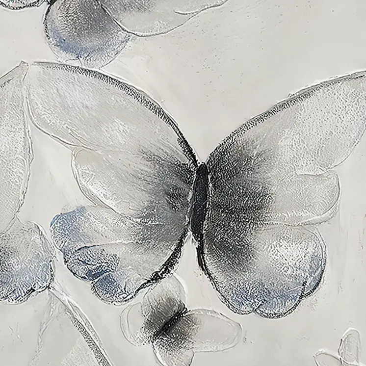 Ethereal Butterfly Cascades Black Framed Oil Painting Wall Art
