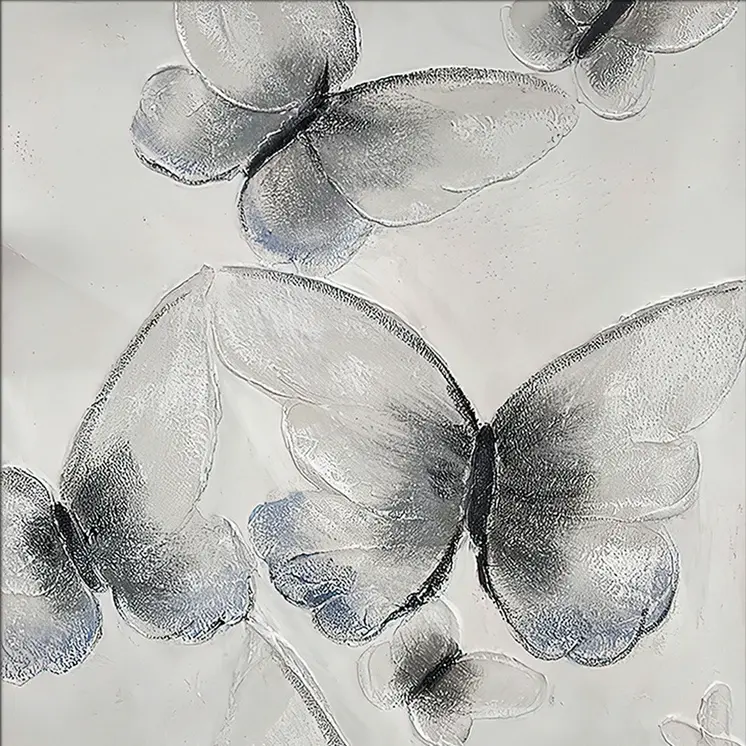 Ethereal Butterfly Cascades Black Framed Oil Painting Wall Art