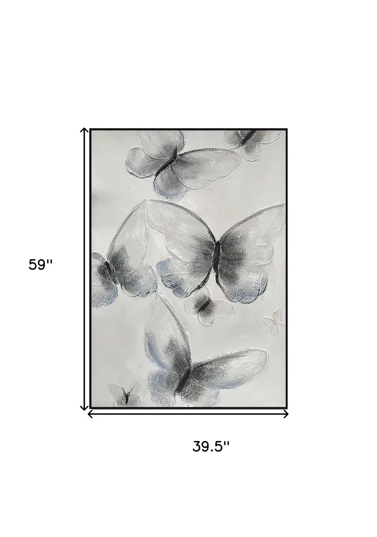 Ethereal Butterfly Cascades Black Framed Oil Painting Wall Art