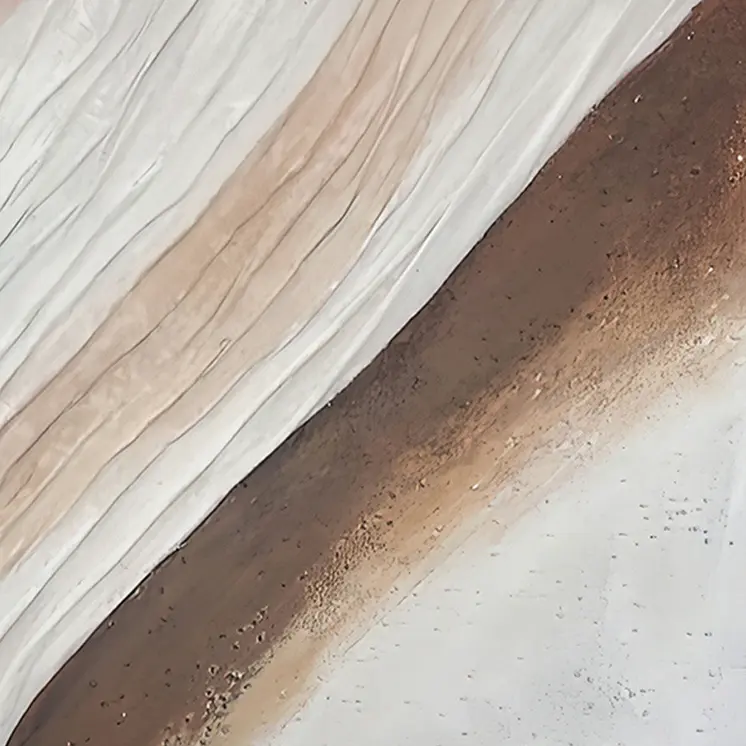 Beige White And Brown Modern Abstract Gold Framed Oil Painting Wall Art