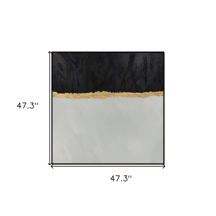 Black White And Gold Modern Abstract Black Framed Oil Painting Wall Art