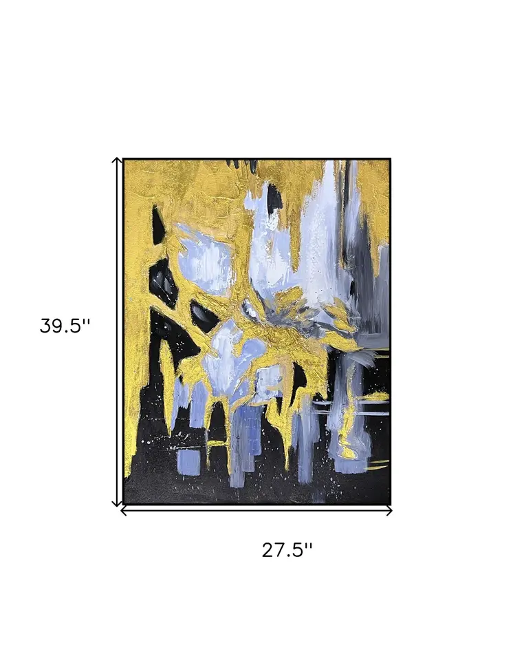 Black And Gold Gilded Abstract Black Framed Oil Painting Wall Art