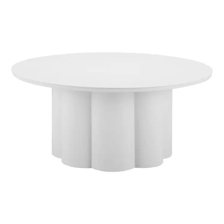 34" White Rounded Aluminum Outdoor Coffee Table
