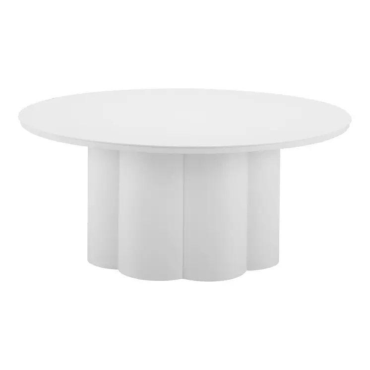 34" White Rounded Aluminum Outdoor Coffee Table