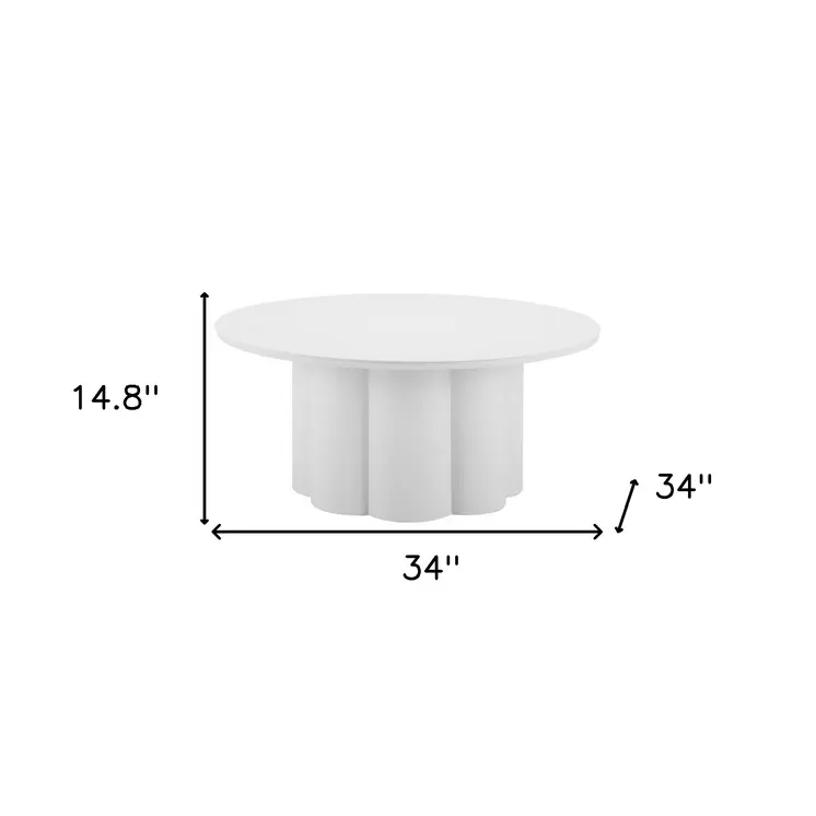 34" White Rounded Aluminum Outdoor Coffee Table