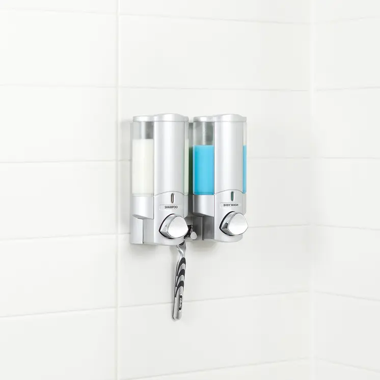 Gray Heavy Duty Plastic Two Chamber Wall Mount Soap Dispenser