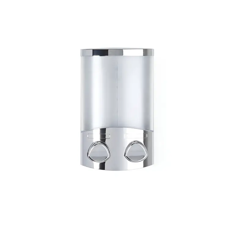 Silver Heavy Duty Plastic Two Chamber Wall Mount Soap Dispenser