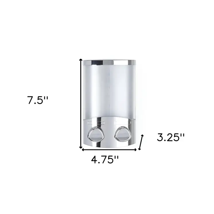 Silver Heavy Duty Plastic Two Chamber Wall Mount Soap Dispenser
