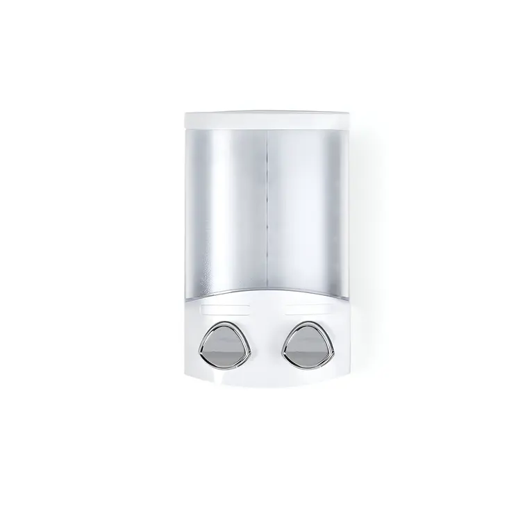 White Heavy Duty Plastic Two Chamber Wall Mount Soap Dispenser