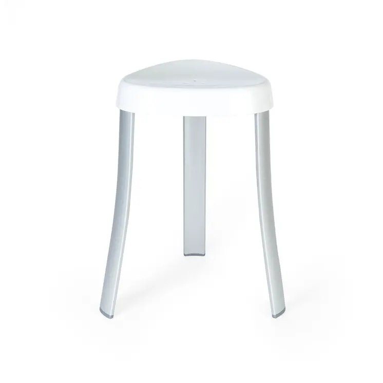 18"  White Aluminum And Heavy Duty Plastic Corner Shower Bench