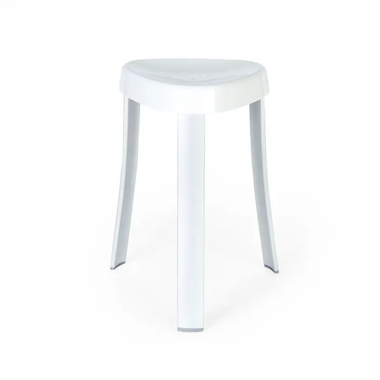 18"  White Aluminum And Heavy Duty Plastic Corner Shower Bench