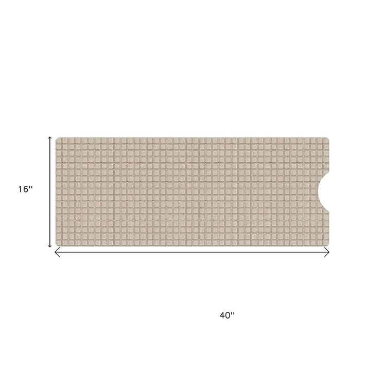 40" Beige Geometric Tiles Non Slip Bathtub Mat