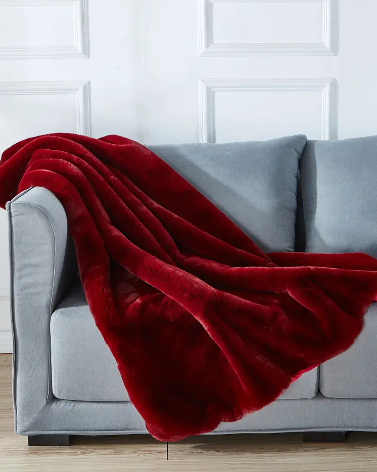 50" X 60" Red Faux Fur Plush Throw Blanket