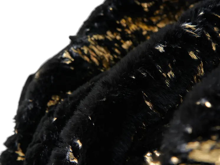 60" X 80" Black And Gold Abstract Faux Fur Plush Throw Blanket