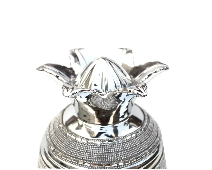 11" Silver Plated Ceramic Pineapple Lidded Bowl With Faux Crystals