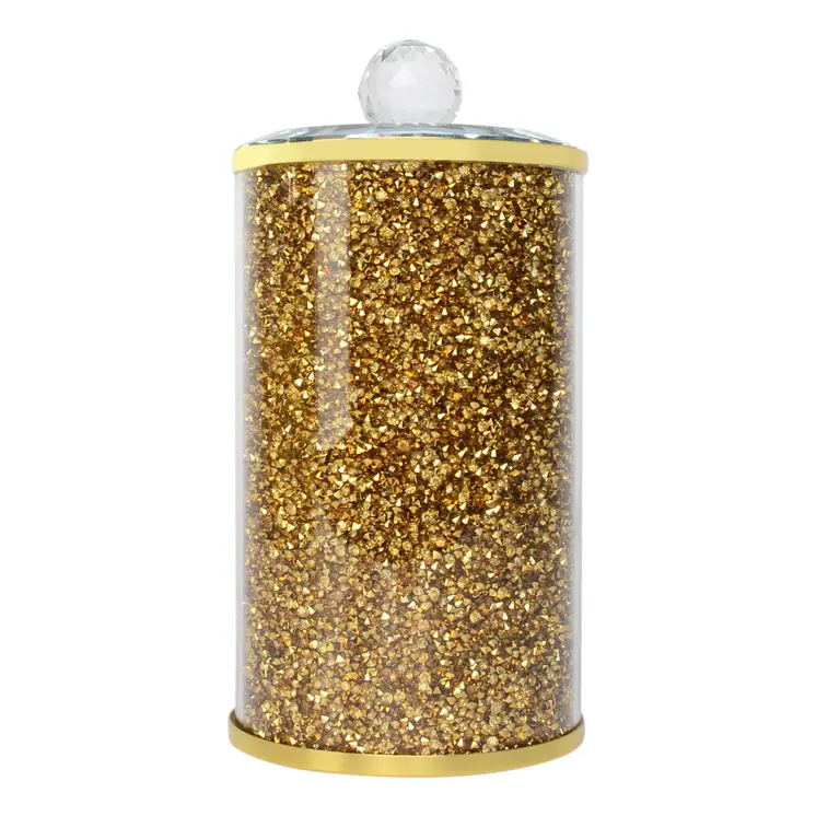 8" Clear And Gold Faux Crystal And Glass Storage Canister