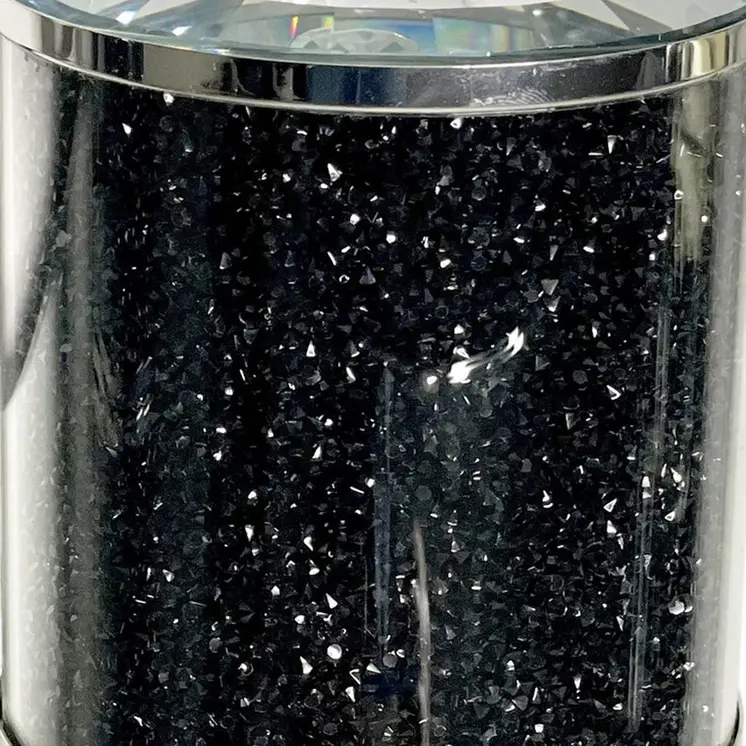 7" Clear And Black Faux Crystal And Glass Storage Canister