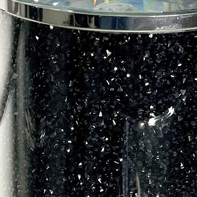 7" Clear And Black Faux Crystal And Glass Storage Canister