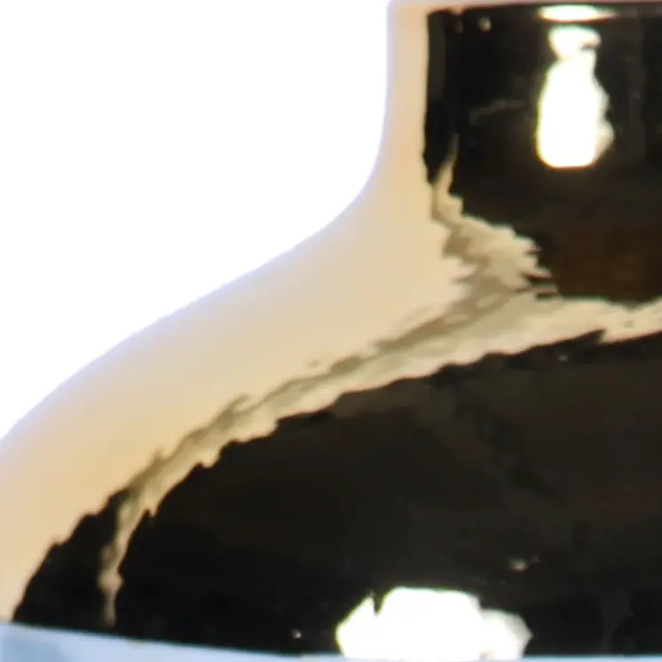 20" White Green and Gold Abstract Trumpet Ceramic Table Vase