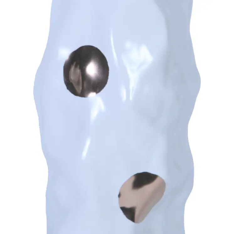 14" White and Gold Polka Dots Wavy Ceramic Table Vase