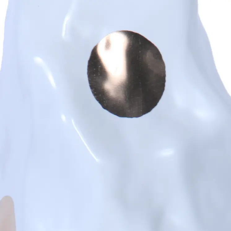 14" White and Gold Polka Dots Wavy Ceramic Table Vase