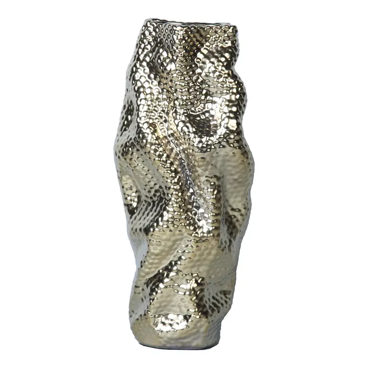 20" Gold Abstract Ceramic Table Vase