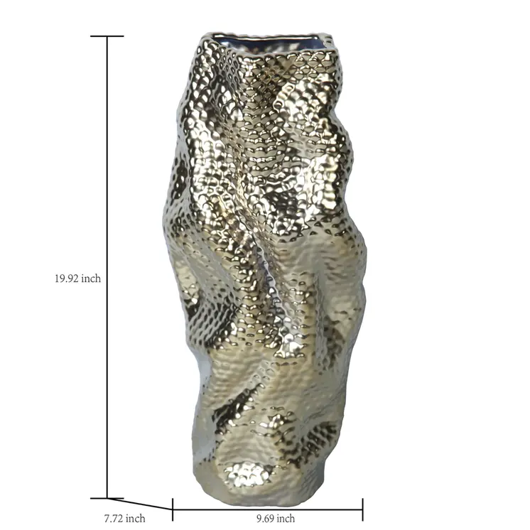 20" Gold Abstract Ceramic Table Vase