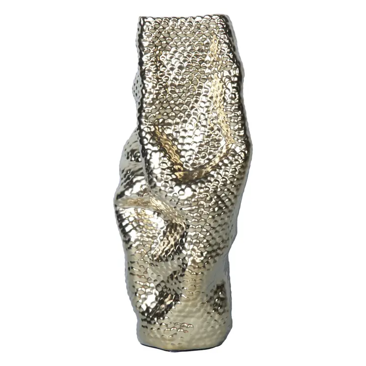 20" Gold Abstract Ceramic Table Vase