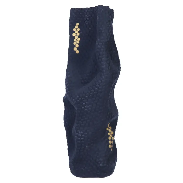20" Navy Blue and Gold Abstract Ceramic Table Vase
