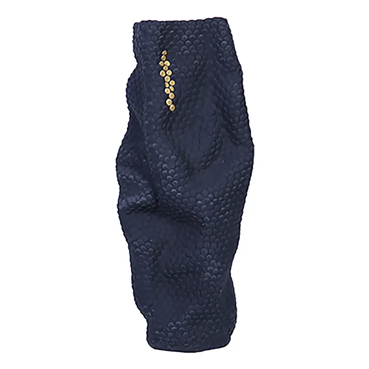 20" Navy Blue and Gold Abstract Ceramic Table Vase
