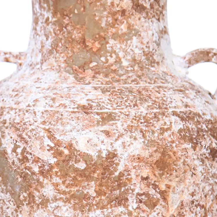12" Terracotta and White Abstract Amphora Ceramic Table Vase