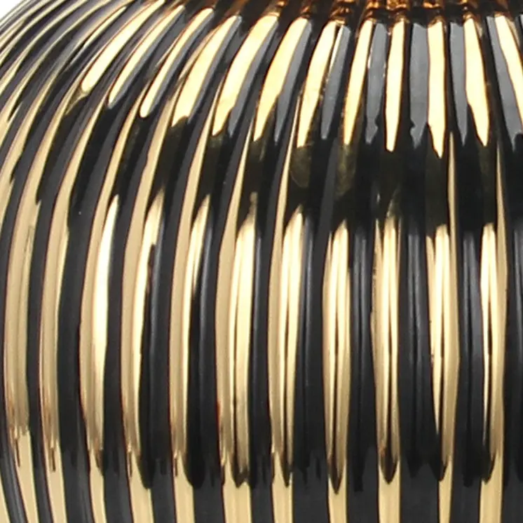 12" Black and Gold Striped Urn Ceramic Ginger Jar