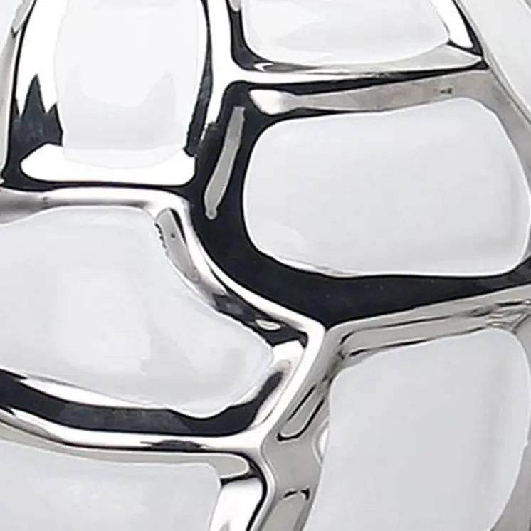 20" White And Silver White Abstract Geo Urn Ceramic Ginger Jar