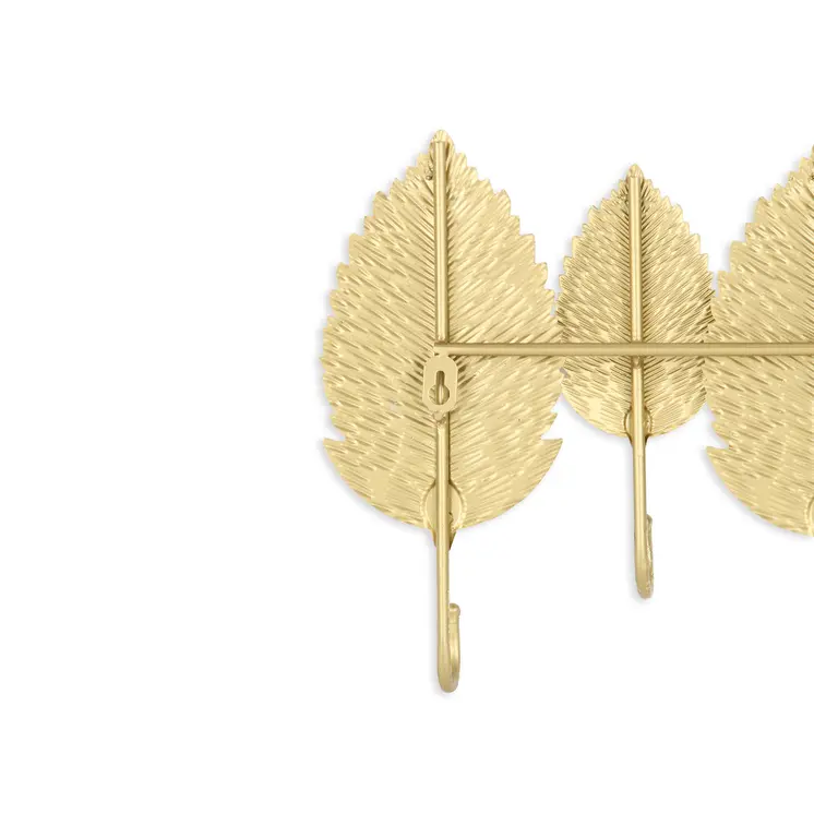 18" Golden Aluminum Leaf Five Hook Wall Mount Coat Rack