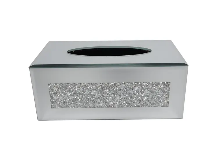 Silver Mirrored Glass Bling Tissue Box Cover