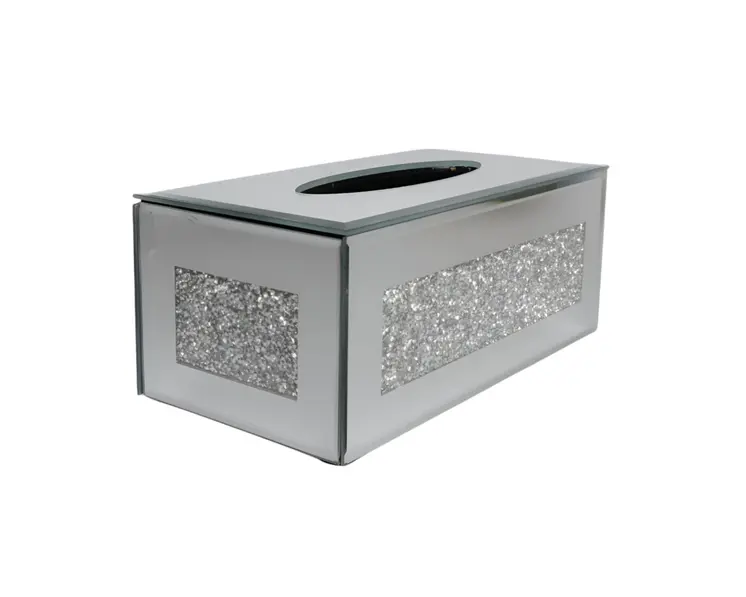 Silver Mirrored Glass Bling Tissue Box Cover