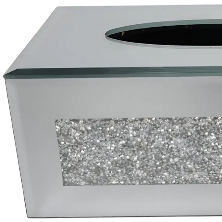 Silver Mirrored Glass Bling Tissue Box Cover