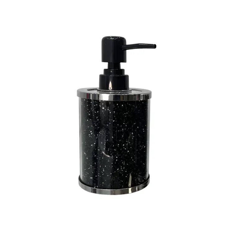 Two Piece Black Glass Bling Bathroom Accessory Set