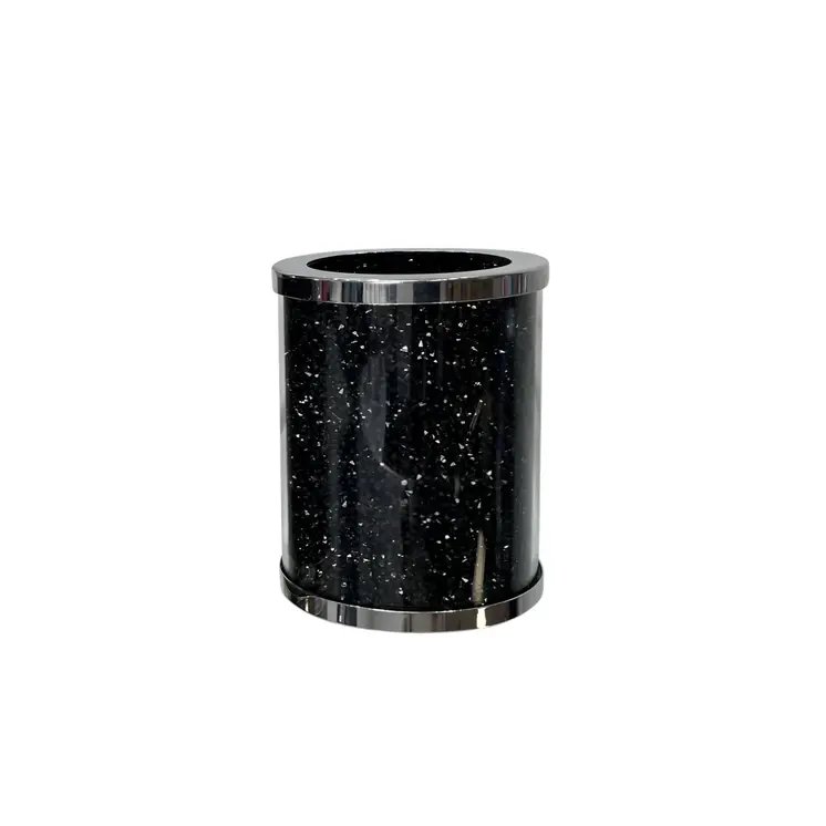 Two Piece Black Glass Bling Bathroom Accessory Set