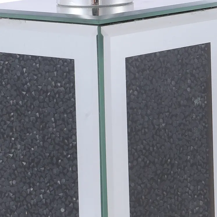 Two Piece Black Mirrored Glass Bling Bathroom Accessory Set