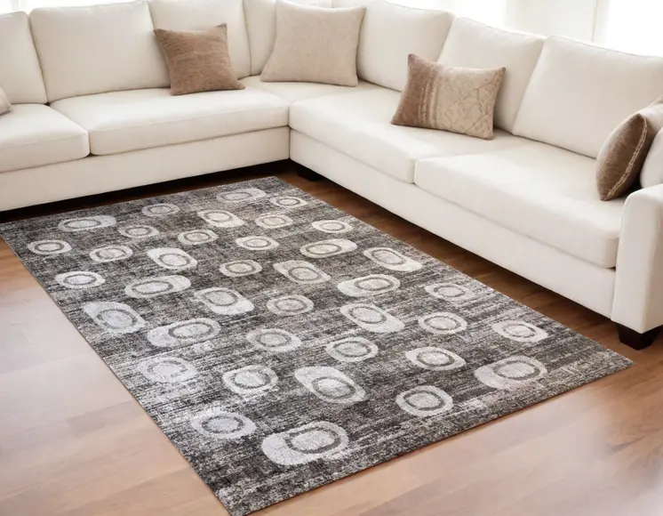 5' X 8' Brown and Beige Abstract Area Rug