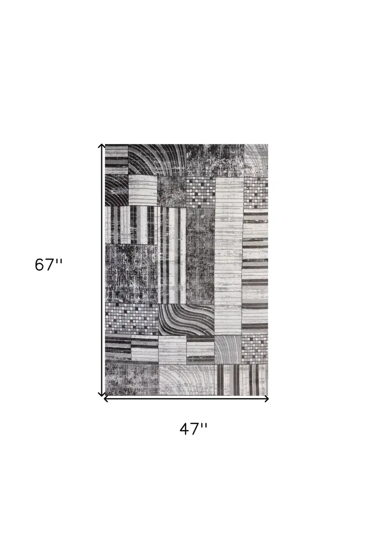4' X 6' Gray Brown and Beige Abstract Area Rug